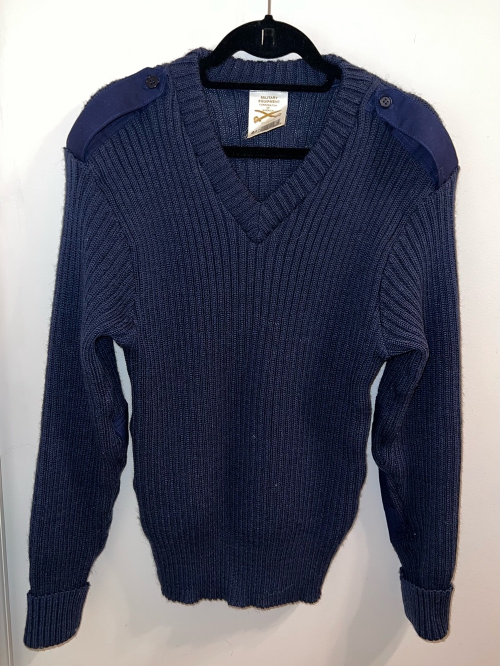 💥💥💥 MEHLIN & ESTEY Co US Military 100% Wool Pullover Navy Blue  Size: L/44” NEW